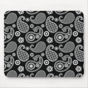 Tapis De Souris Motif Paisley, noir et blanc