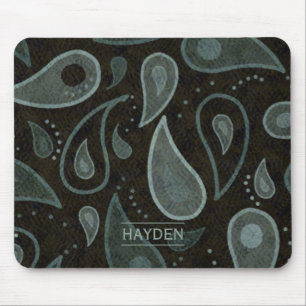 Tapis De Souris Motif Paisley Personnalisé Noir et Gris
