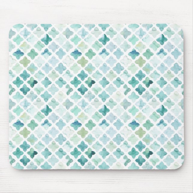 Tapis De Souris Motif peint à la main de turquoise (Devant)
