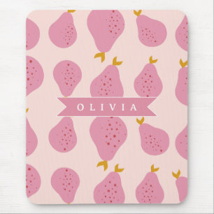 Tapis De Souris Motif personnalisé de poire rose joli fruit fémini
