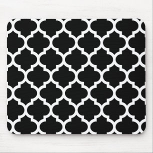 Tapis De Souris Motif Quatrefeuilles Marocain Noir Blanc #5