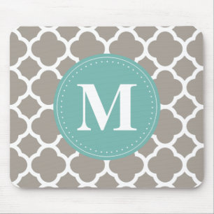 Tapis De Souris Motif Quatrefoil rose gris foncé