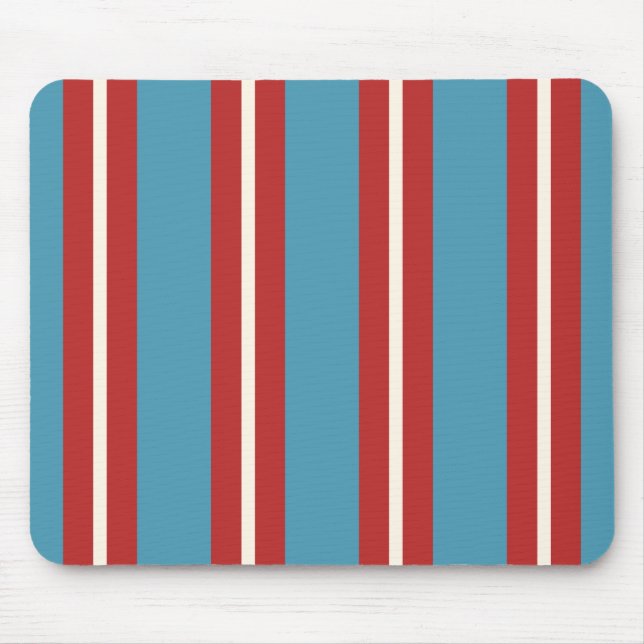 Tapis De Souris Motif rayé moderne rouge et bleu vibrant (Devant)