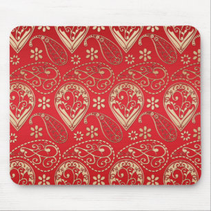 Tapis De Souris Motif Red Gold Paisley Bandana