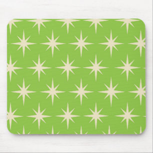 Tapis De Souris Motif Retro Atomic stars sur fond vert citron