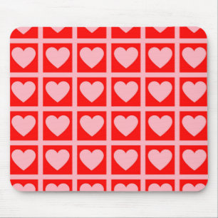 Tapis De Souris Motif Retro Pink Red Heart Check Y2K