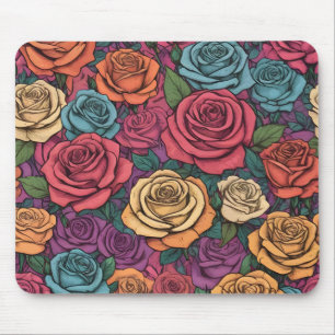 Tapis De Souris Motif rose coloré