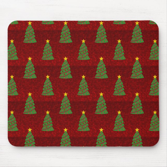 Tapis De Souris Motif sans couture avec arbres de Noël (Devant)