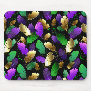 Tapis De Souris Motif sans couture avec des plumes de Mardi Gras