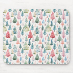 Tapis De Souris Motif sapins de Noël pastel colorés