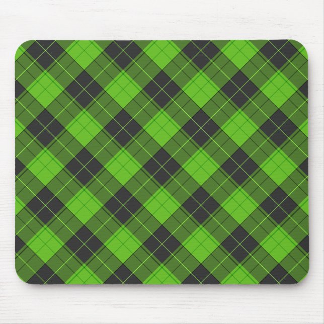 Tapis De Souris Motif simple en diagonale tartane en vert foncé (Devant)
