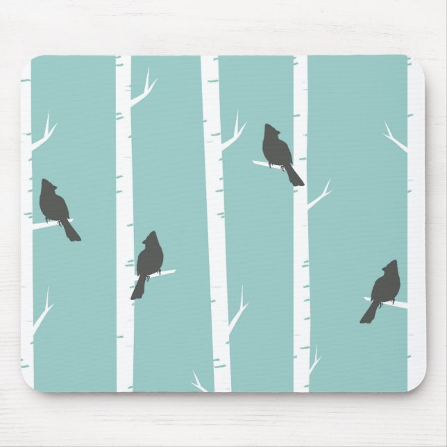 Tapis De Souris Motif simple Turquoise d'oiseaux bleus (Devant)