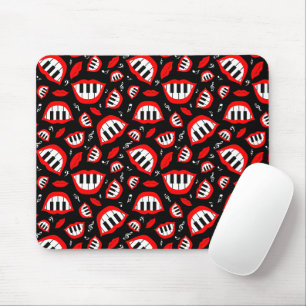 Tapis De Souris Motif sourire piano sur arrière - plan noir
