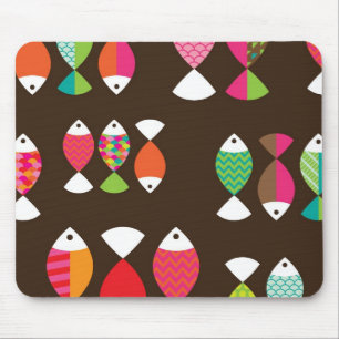 Tapis De Souris Motif sous-marin 2 de rétros poissons abstraits
