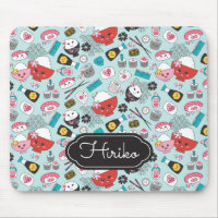 Motif sushi bleu mou