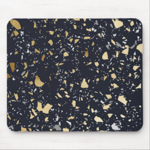 Tapis De Souris Motif Terrazzo Navy & Or Abstrait