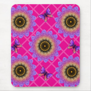 Tapis De Souris Motif Tournesol Papillon & Velours Pourpre