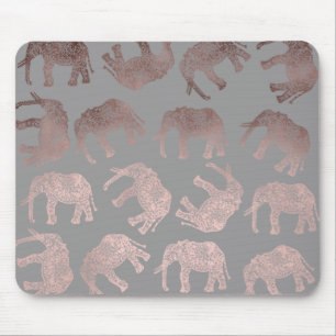 Tapis De Souris motif tribal d'éléphant d'or rose clair élégan