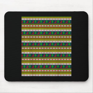 Tapis De Souris Motif tricoté de renne et d'arbre de Noël