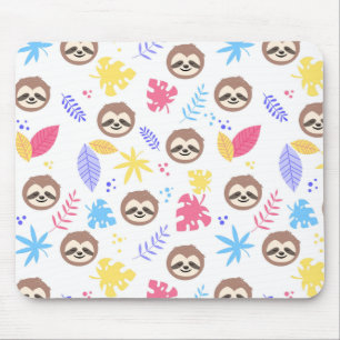 Tapis De Souris Motif tropical de paresse et de feuille