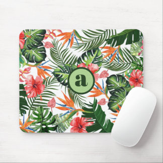 Tapis De Souris Motif tropical personnalisé avec monogramme