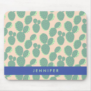 Tapis De Souris Motif vert et rose de cactus
