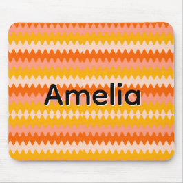 Tapis De Souris Motif Zig Zag Moderne Jaune, Orange et Blanc