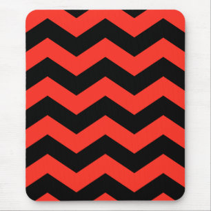 Tapis De Souris Motif Zig Zag Rouge et Noir
