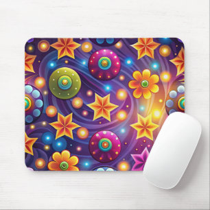 TAPIS DE SOURIS MOTIFS HIPPIES GAI PURPLE JAUNE ORANGE
