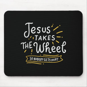Tapis De Souris Motivationnel Jésus Prend La Roue La Foi Religieus