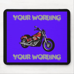 Tapis de souris moto route rouge (ajouter un texte