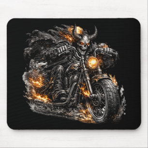 Tapis De Souris Motocyclette de motard au crâne de démon