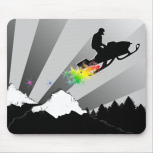 Tapis De Souris motoneige. piste en poudre.