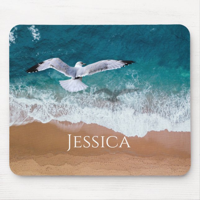 Tapis De Souris Mouette au-dessus de la mer (Devant)