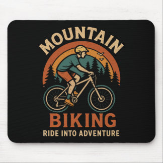 Tapis De Souris Mountain Biking Retro Adventure Graphic 