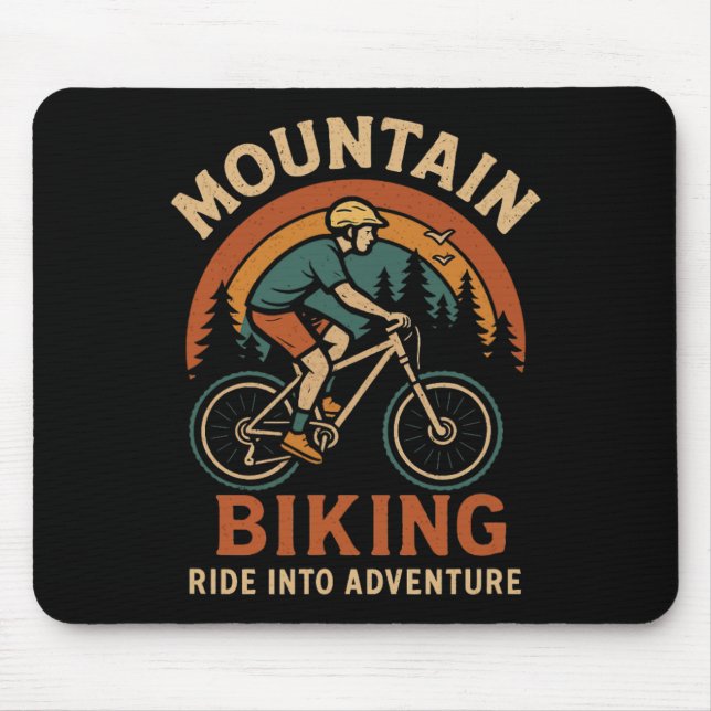 Tapis De Souris Mountain Biking Retro Adventure Graphic  (Devant)