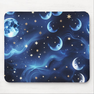 Tapis De Souris Mouse Pad – Luxury Sapphire Blue Celestial Moon