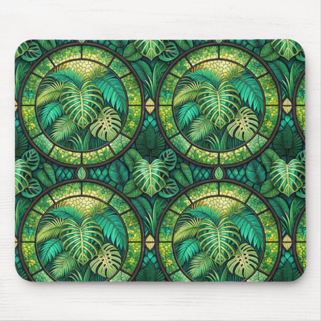 Tapis De Souris Mouse pad with a tropical leaf motif (Devant)
