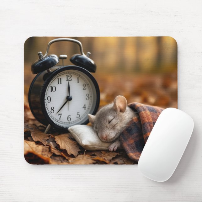 Tapis De Souris Mouse Sleeping By an Alarm Clock (Avec souris)