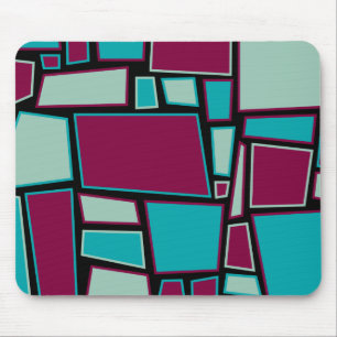 Tapis De Souris Mousemat, abstract squares, maroon, aqua, black