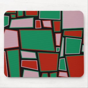 Tapis De Souris Mousemat, abstract squares, red, green & pink