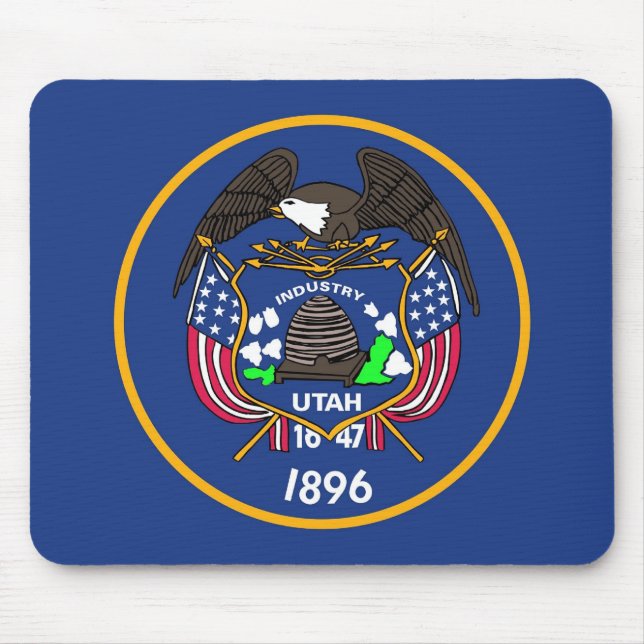 Tapis De Souris Mousepad avec Drapeau de l'Etat de l'Utah - USA (Devant)