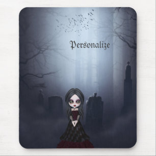 Tapis De Souris Mousepad avec la fille déplaisante de Goth dans l