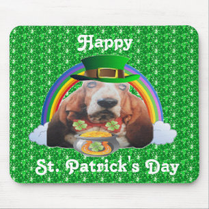 Tapis De Souris Mousepad Basset Hound Joyeuse Saint Patrick's Day