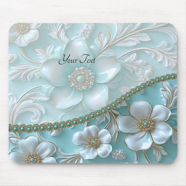 Tapis De Souris Mousepad blanc turquoise (Devant)
