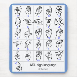 Tapis De Souris Mousepad d'ALPHABET de LANGUE DES SIGNES