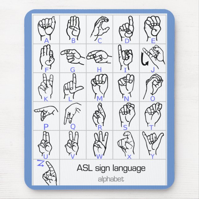 Tapis De Souris Mousepad d'ALPHABET de LANGUE DES SIGNES (Devant)