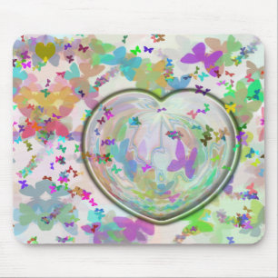 Tapis De Souris Mousepad de coeur et de papillon