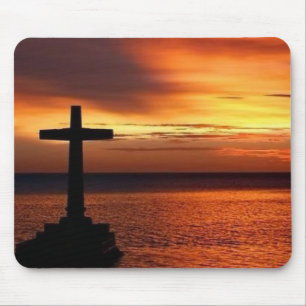 Tapis De Souris mousepad de croix et de coucher du soleil