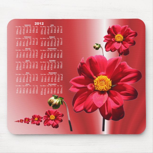 Tapis De Souris Mousepad de ~ de calendrier du dahlia 2 (Devant)